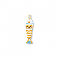 Brass TQ Metall Anh&auml;nger Fisch Gold-white-yellow-light blue
