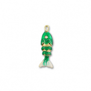 Eco-brass&reg; (nachaltiges Messing) Anh&auml;nger Fisch Gold-green-white