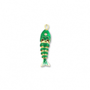 Eco-brass&reg; (nachaltiges Messing) Anh&auml;nger Fisch Gold-green-white