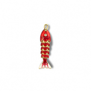 Eco-brass&reg; (nachaltiges Messing) Anh&auml;nger Fisch Gold-red-white