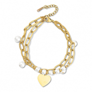 Armb&auml;nder aus Stainless Steel - Rostfreiem Stahl Herz Gold