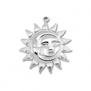 Stainless Steel - Rostfrei Stahl Anh&auml;nger Mond & Sonne Silver