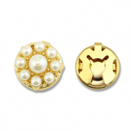 Eco-brass&reg; (nachaltiges Messing) Knopfabdeckung Perlen Gold-white