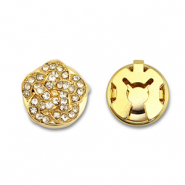 Eco-brass&reg; (nachaltiges Messing) Knopfabdeckung Zirkonia Blume Gold-crystal