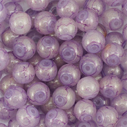 8 mm Glasperlen mit Glitzer Purple-gold