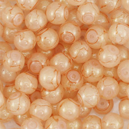 4 mm Glasperlen mit Glitzer Coral orange-gold