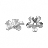 Stainless Steel - Rostfrei Stahl Schmuckzubeh&ouml;r Perlenkappe Blume Silver