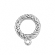 Stainless Steel - Rostfrei Stahl Schmuckzubeh&ouml;r Ring mit &Ouml;se Silver