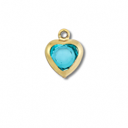 Stainless Steel - Rostfrei Stahl Anh&auml;nger Herz Gold-aquamarine blue