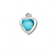 Stainless Steel - Rostfrei Stahl Anh&auml;nger Herz Silver-aquamarine blue