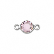 Stainless Steel - Rostfrei Stahl Schmuckzubeh&ouml;r Zwischenst&uuml;ck Rund Silver-light pink
