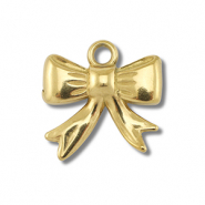 Stainless Steel - Rostfrei Stahl Anh&auml;nger Schleife Gold