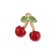 Stainless Steel - Rostfrei Stahl Anh&auml;nger Kirschen Gold-red-green