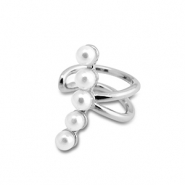 Ohrringe aus Stainless Steel - Rostfreiem Stahl Ear Cuff mit Imitation Perlen Silver-white