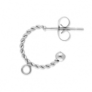 Stainless Steel - Rostfrei Stahl Schmuckzubeh&ouml;r Ohrringe Creolen Twisted mit &Ouml;se Silver