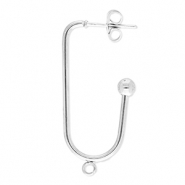 Stainless Steel - Rostfrei Stahl Schmuckzubeh&ouml;r Ohrringe / Ohrstecker Lang Oval mit &Ouml;se Silver