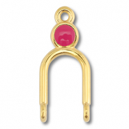 Metall Anh&auml;nger DQ Zwischenst&uuml;ck Gold (Nickelfrei)-magenta
