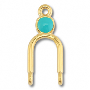 Metall Anh&auml;nger DQ Zwischenst&uuml;ck Gold (Nickelfrei)-turquoise blue