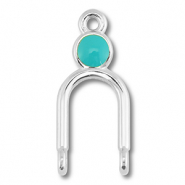 Metall Anh&auml;nger DQ Zwischenst&uuml;ck Antik silber (Nickelfrei)-turquoise blue