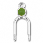 Metall Anh&auml;nger DQ Zwischenst&uuml;ck Antik silber (Nickelfrei)-olive green