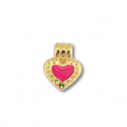 Metall Anh&auml;nger DQ Herz Gold (Nickelfrei)-magenta