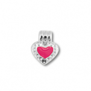 Metall Anh&auml;nger DQ Herz Antik silber (Nickelfrei)-magenta