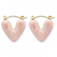 Ohrringe aus Stainless Steel - Rostfreiem Stahl Creolen Herz Gold-peach pink
