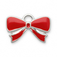 Stainless Steel - Rostfrei Stahl Anh&auml;nger Schleife Silver-red