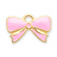 Stainless Steel - Rostfrei Stahl Anh&auml;nger Schleife Gold-pink