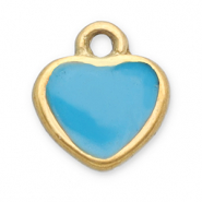 Stainless Steel - Rostfrei Stahl Anh&auml;nger Herz Gold-blue