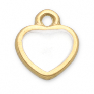 Stainless Steel - Rostfrei Stahl Anh&auml;nger Herz Gold-white