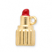 Stainless Steel - Rostfrei Stahl Anh&auml;nger Lippenstift Gold-red