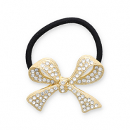 Haarschmuck Haargummi mit Metall Schleife mit Strass Gold-black-transparent