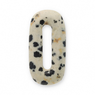 Naturstein Anh&auml;nger Dalmatiner Jaspis Oval Greige-black-brown