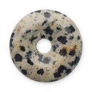 Naturstein Anh&auml;nger Dalmatiner Jaspis Donut 16mm Greige-black-brown