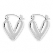 Ohrringe aus Stainless Steel - Rostfreiem Stahl Creolen Herz Silver