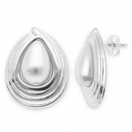 Ohrringe aus Stainless Steel - Rostfreiem Stahl Ohrstecker Tropfenform Silver-white