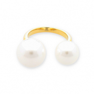 Ringe aus Stainless Steel - Rostfreiem Stahl Perlen Gold-white