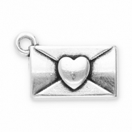 Metall Anh&auml;nger DQ Umschlag mit Herz Antik silber (Nickelfrei)