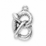 Metall Anh&auml;nger DQ Brezel Antik silber (Nickelfrei)
