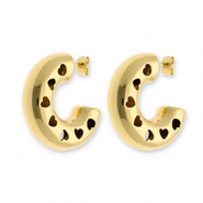 Ohrringe aus Stainless Steel - Rostfreiem Stahl Ohrstecker mit Herzen Gold