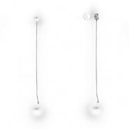 Ohrringe aus Stainless Steel - Rostfreiem Stahl Ohrstecker mit Imitation perlen Silver