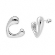 Ohrringe aus Stainless Steel - Rostfreiem Stahl Ohrstecker Herz Silver