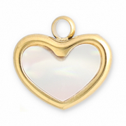 Stainless Steel - Rostfrei Stahl Anh&auml;nger Muschel Herz Gold-white