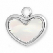 Stainless Steel - Rostfrei Stahl Anh&auml;nger Muschel Herz Silver-white