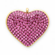 Stainless Steel - Rostfrei Stahl Anh&auml;nger Herz Gold-dark pink