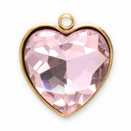 Stainless Steel - Rostfrei Stahl Anh&auml;nger Facet Herz Gold-pink