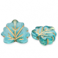 Acrylperlen Blatt Teal blue-gold