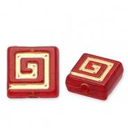Acrylperlen Viereck Red-gold