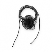 Blumen Halskette Organza Black
